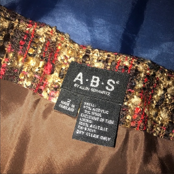 ABS vintage y2k woven tweed plaid velvet fringe trim mini skirt size 2 - Picture 3 of 3